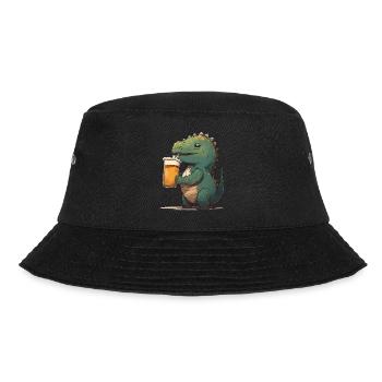 Funny dinosaur drinks a glass of beer - Bucket Hat - black - Front - Lela (165cm)