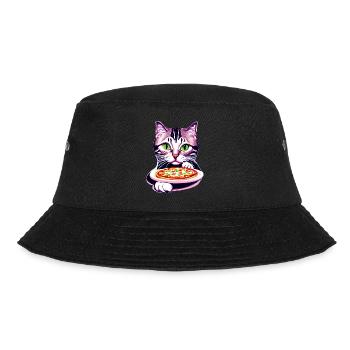 Cat Pizzeria Cat Pizza Kitten Pizza Lovers - Bucket Hat - black - Front - Lela (165cm)