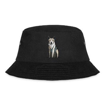 Minimalistischer Hund - Bucket Hat - Schwarz - Vorne - Lela (165cm)