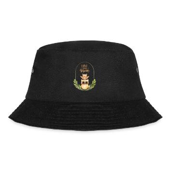 Aquarell Eulen – Love my Mom - Bucket Hat - Schwarz - Vorne - Lela (165cm)