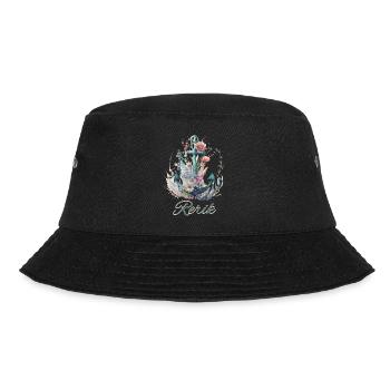 Rerik-Anker mit Blumen - Bucket Hat - Schwarz - Vorne - Lela (165cm)