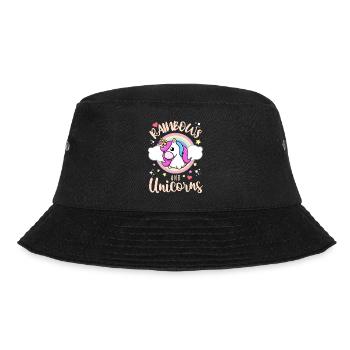 Regenbogen und Einhorn - Bucket Hat - Schwarz - Vorne - Lela (165cm)