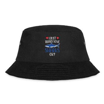 I love sharks really ok shark shark tooth shark - Bucket Hat - black - Front - Lela (165cm)