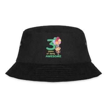 Affe zum 3. Geburtstag Kinder drei Jahre alt - Bucket Hat - Schwarz - Vorne - Lela (165cm)