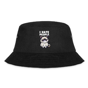 Sarcastische Grump Cat - I Hate People - Spruch - Bucket Hat - black - Front - Lela (165cm)