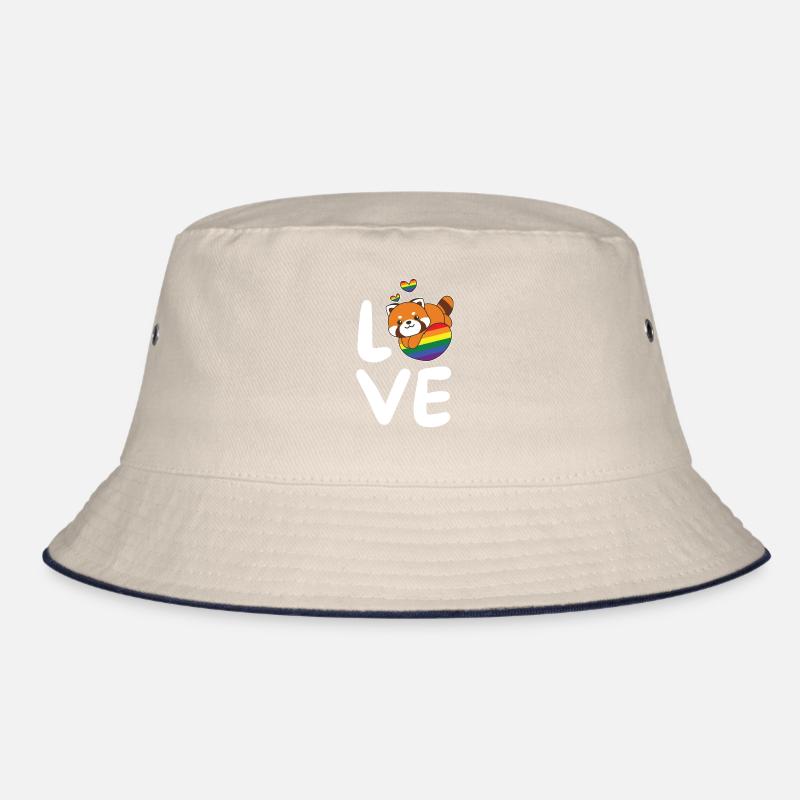 Rainbow Flag Pride LGBTQ Cute Red Panda Love Bucket Hat