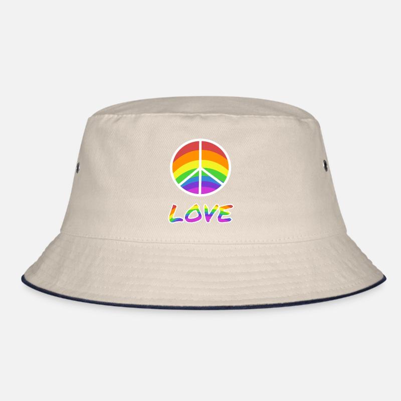 Peacezeichen Love Regenbogen Bucket Hat