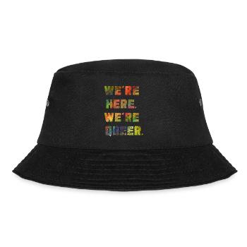 Wir sind da. Wir sind queer. - Bucket Hat - Schwarz - Vorne - Lela (165cm)