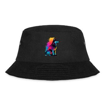 A dog wolf silhoutte colorful.beautiful dog wolf png - Bucket Hat - black - Front - Lela (165cm)