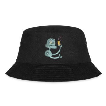 Roboter mit Vogel - Bucket Hat - Schwarz - Vorne - Lela (165cm)
