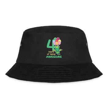Drache zum 4. Geburtstag Kinder vier Jahre alt - Bucket Hat - Schwarz - Vorne - Lela (165cm)