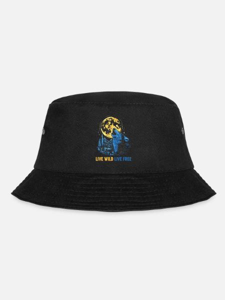 Howling Wolf Live Wild Live Kostenlos - Bucket Hat - Schwarz