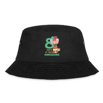 Eichhörnchen zum 8. Geburtstag Kinder acht Jahre - Bucket Hat - Schwarz - Vorne - Lela (165cm)