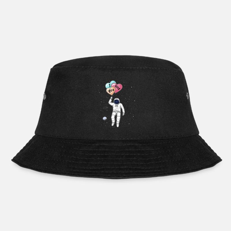 Astronaut, Ich liebe dich, Herz Ballons - Bucket Hat - Schwarz