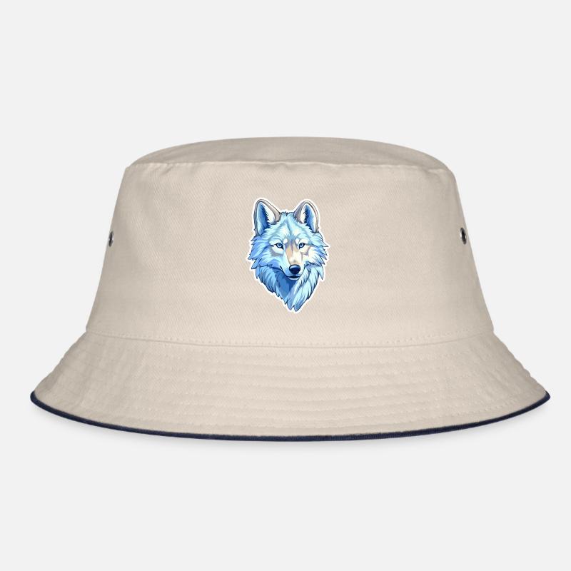 Wolf Kostüm blauer Wolfskopf Werwolf und Bucket Hat