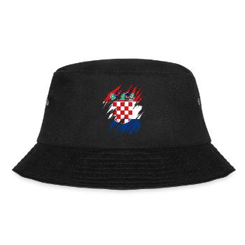 Kroatien Flagge Adria Zagreb Kroatische Fahne - Bucket Hat - Schwarz - Vorne - Lela (165cm)