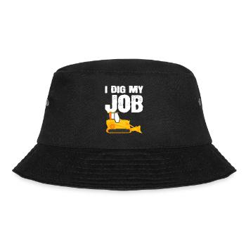 Lustiger Anbieter schwerer Geräte Bauarbeiter - Bucket Hat - Schwarz - Vorne - Lela (165cm)