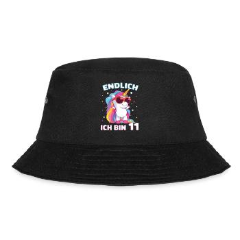 Geburtstagsgeschenk 11 Jahre Geburtstagskind - Bucket Hat - Schwarz - Vorne - Lela (165cm)