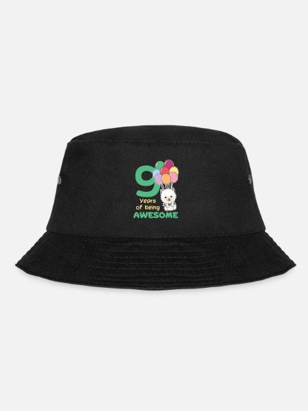 Alpaka zum 9. Geburtstag Kinder neun Jahre alt - Bucket Hat - Schwarz
