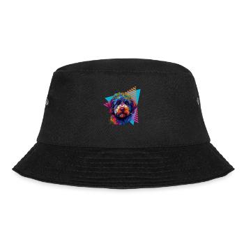 Lagotto Romagnolo 80er Jahre Stil - Bucket Hat - Schwarz - Vorne - Lela (165cm)