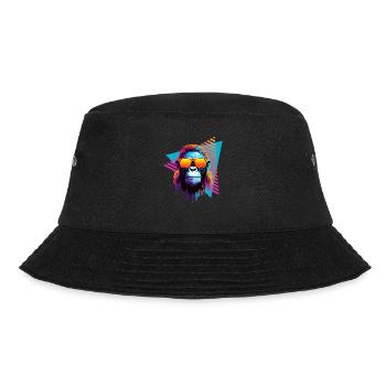 Chimpanzee with sunglasses 80s style - Bucket Hat - black - Front - Lela (165cm)