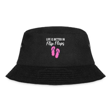 Life Is Better In Flip Flops Flip Flops Verkäufer - Bucket Hat - Schwarz - Vorne - Lela (165cm)