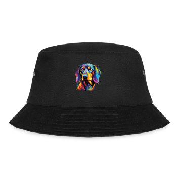 Watercolor Colorful Dachshund - Bucket Hat - black - Front - Lela (165cm)