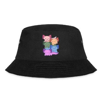 Axolotl Rainbow Group Design for Axolotl Lovers - Bucket Hat - black - Front - Lela (165cm)