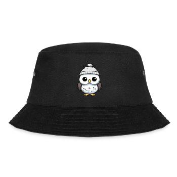 Eule Winter Comic Niedlich - Bucket Hat - Schwarz - Vorne - Lela (165cm)