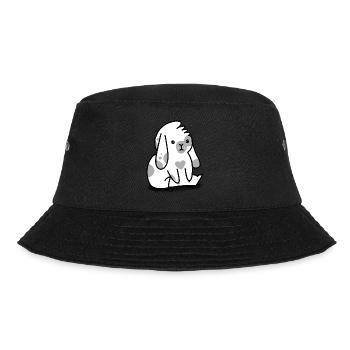 Niedlicher sitzender weißer Brötchenhase - Bucket Hat - Schwarz - Vorne - Lela (165cm)