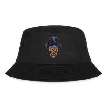 Bunter abstrakter Totenkopf mit Zylinder - Bucket Hat - Schwarz - Vorne - Lela (165cm)