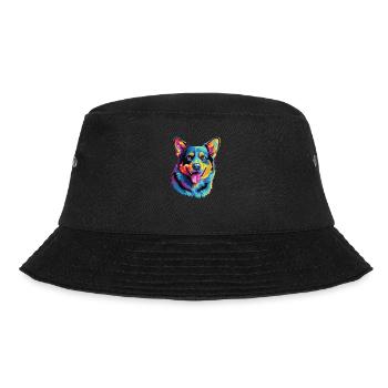 Wasserfarben Farbenfroher Australian Cattle Dog - Bucket Hat - Schwarz - Vorne - Lela (165cm)