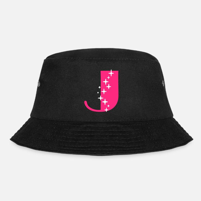 Buchstabe J Glitzer - Bucket Hat - Schwarz