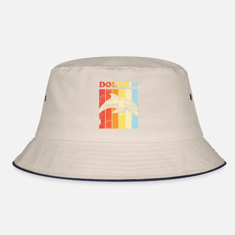 Dolphin Retro Vintage Dolphin Bucket Hat