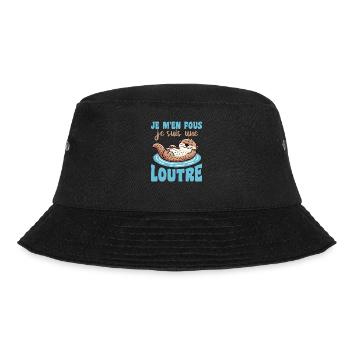 Je m'en fous je suis une loutre - süßer Otter - Bucket Hat - Schwarz - Vorne - Lela (165cm)