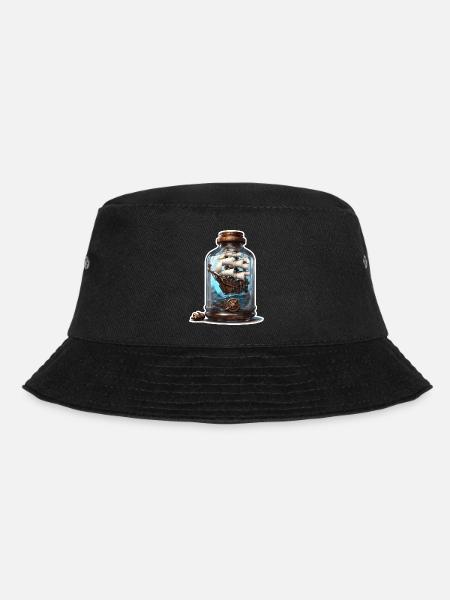 Flaschenschiff / Flaschenpost / Ahoi / Anker - Bucket Hat - Schwarz