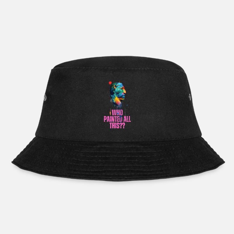 Artistic philosophic design Who painted all this? - Bucket Hat - black