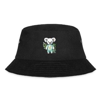Eukalyptus-Träumer: Koala-T-Shirt - Bucket Hat - Schwarz - Vorne - Lela (165cm)