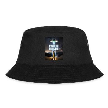 alien abduction beer pun I want to beerlieve - Bucket Hat - black - Front - Lela (165cm)