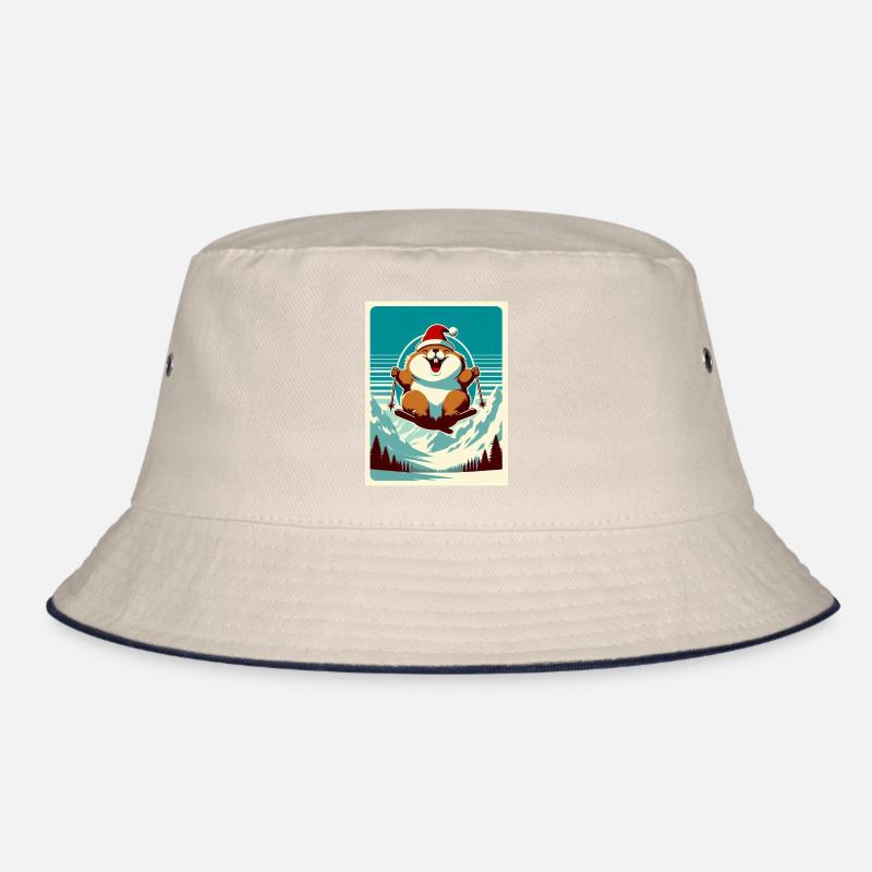 Vintage Murmeltier Ski-Logo Bucket Hat