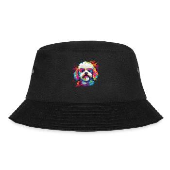 Wasserfarben Farbenfroher Bichon Frise - Bucket Hat - Schwarz - Vorne - Lela (165cm)