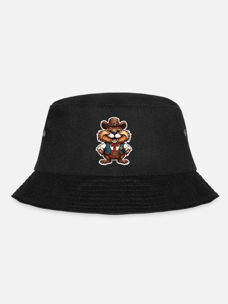 Lederhose / Tier / Tracht / Tradition /Biber - Bucket Hat - Schwarz