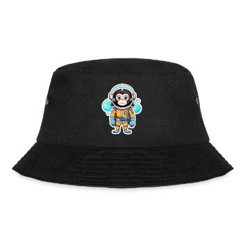 Affe Astronaut Illustration - Bucket Hat - Schwarz - Vorne - Lela (165cm)
