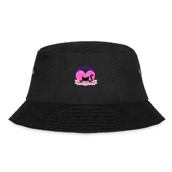 "Qualified Black Cat Lover" - Black Cat Heart - Bucket Hat - black - Front - Lela (165cm)