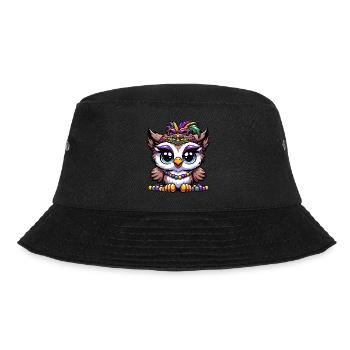 Mardi Gras Eule: Perlen und Maske - Bucket Hat - Schwarz - Vorne - Lela (165cm)