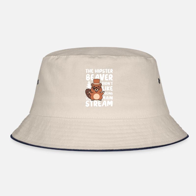 Hipster Beaver Did't Like Being Main Stream Bucket Hat