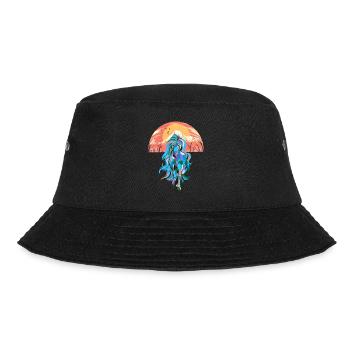 Wildnis Fantasy Wildpferd Pferde Pony Hengst bunt - Bucket Hat - Schwarz - Vorne - Lela (165cm)