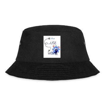 Idee Ursache Arbeit. Aus einer Idee entsteht ein Werk. - Bucket Hat - Schwarz - Vorne - Lela (165cm)