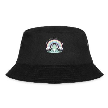 Kawaii Frog Rainbow Cute Pattern - Bucket Hat - black - Front - Lela (165cm)