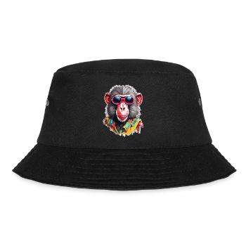 Affe / Tier / Zoo / Babian / Wild / Comic - Bucket Hat - Schwarz - Vorne - Lela (165cm)